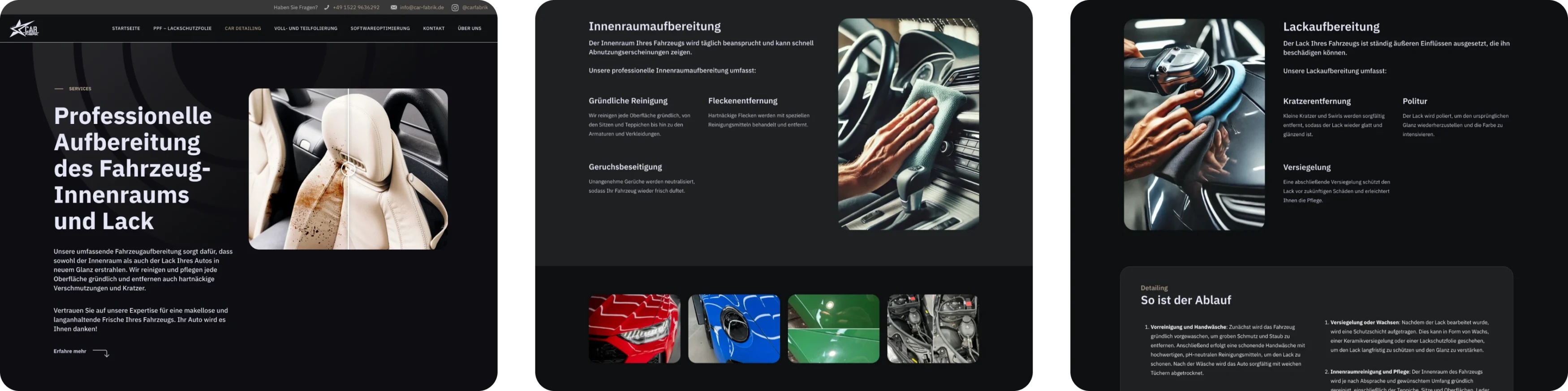 Car-Detailing subpage web design wordpress